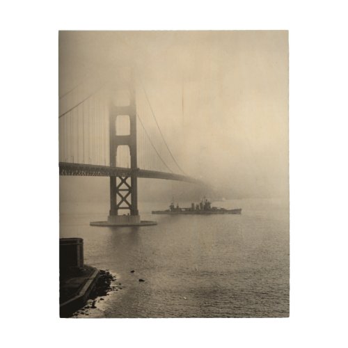 Vintage USS San Francisco Golden Gate Bridge Wood Wall Decor