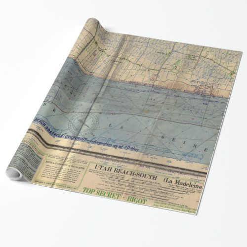 Vintage Utah Beach D_Day Invasion Map 1944 Wrapping Paper