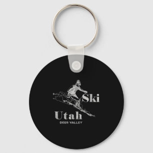 Vintage Utah Deer Valley Skiing Tee Keychain