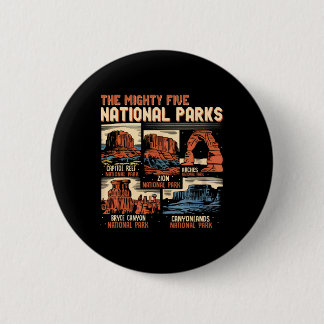 Vintage Utah Mighty Five 5 National Parks Hiking C Button