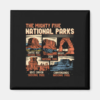 Vintage Utah Mighty Five 5 National Parks Hiking C Magnet