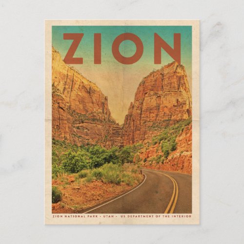 Vintage Utah Zion National Park Travel Postcard