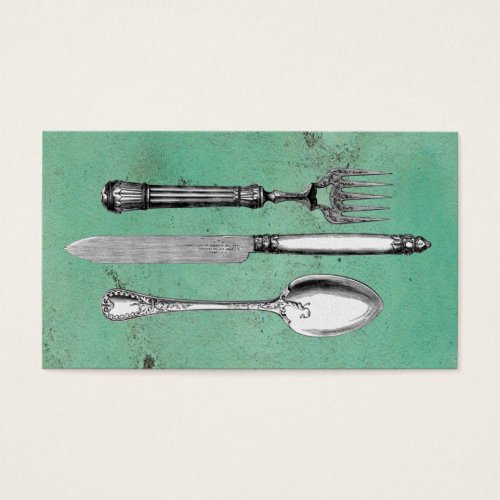 Vintage Utensil Art Business Card Templates