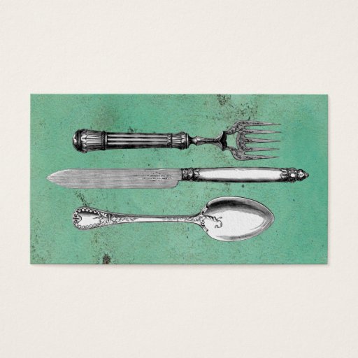 Customizable Vintage Utensil Art Business Card Templates