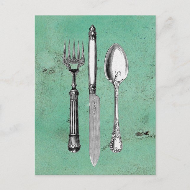 Vintage Utensil Art Postcard (Front)