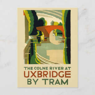 Vintage Uxbridge England Tram Travel Postcard