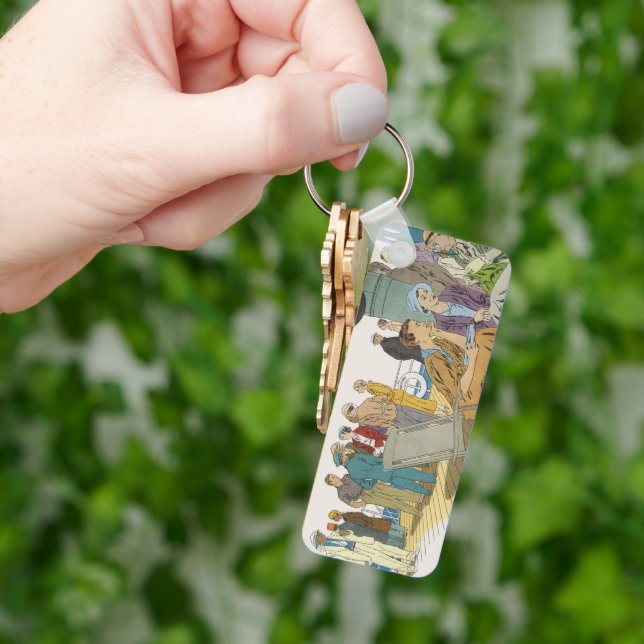 Vintage Vacation, Passengers Cruise Ship on Deck Keychain (Hand)