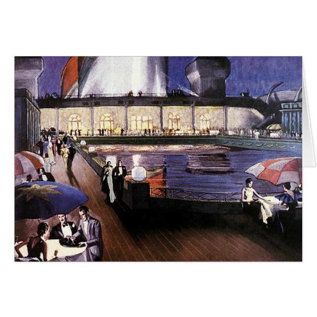 Vintage Vacation Travel, Cruise Ship on Pool Deck (Front Horizontal)