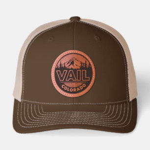 vintage Vail colorado outdoor ski souvenirs gifts Leather Patch Hat