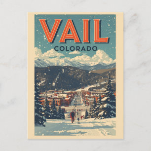 vintage Vail colorado outdoor winter snow ski Postcard