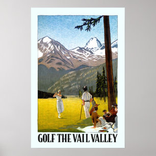 Vintage Vail Valley Golfing Travel Poster