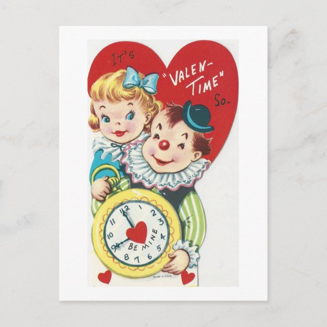 Vintage "Valen-time" Valentine Holiday Postcard (Front)