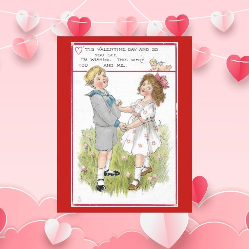 Vintage Valentine 1915 Dancing Boy and Girl Holiday Postcard