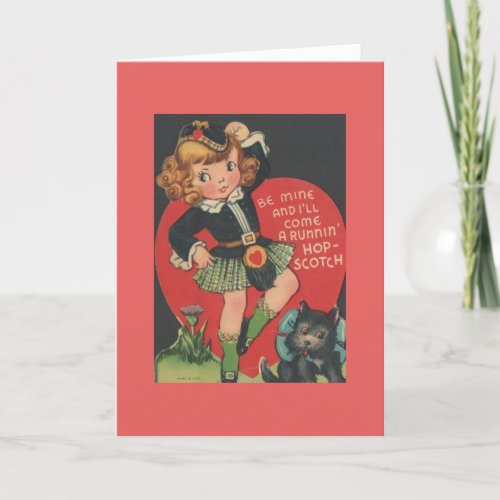 Vintage Valentine _ A Scottish Lass Says Be Mine Holiday Card