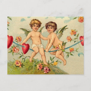 Vintage Valentine Angels Postcard