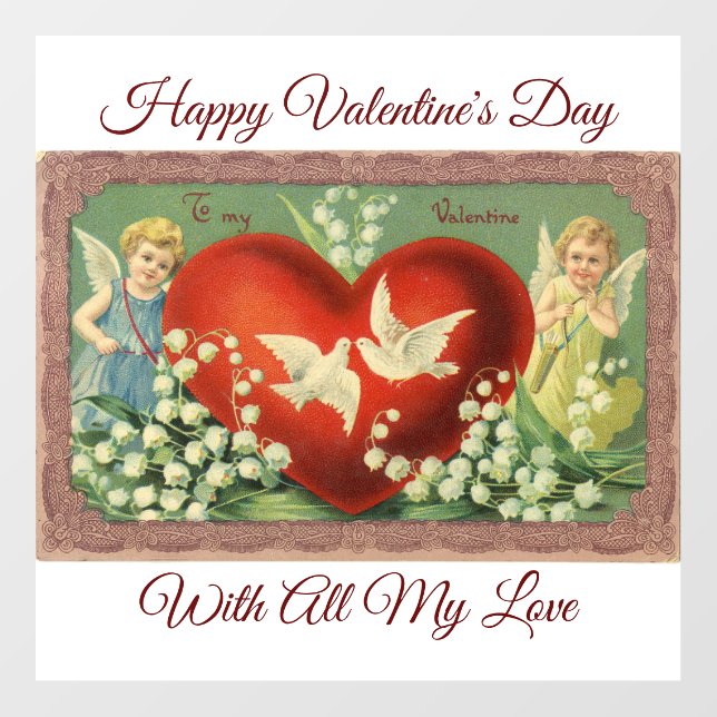 Vintage Valentine Angels Wall Decal (Front)