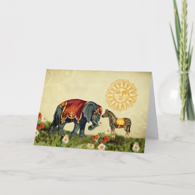 Vintage Valentine Animals in Love Collage Holiday Card (Front)