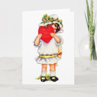 Vintage Valentine Babydoll & Red Heart - Card