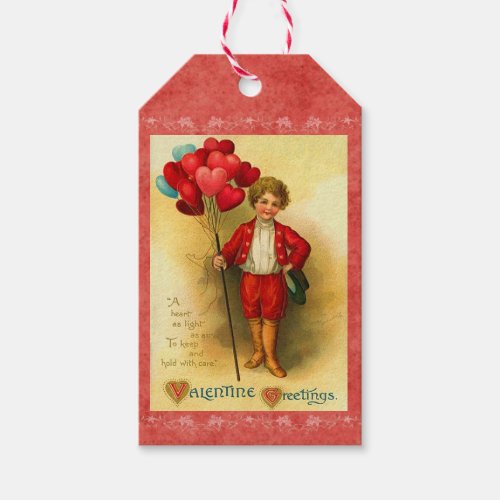 Vintage Valentine Balloon Greetings Hanging Cards Gift Tags