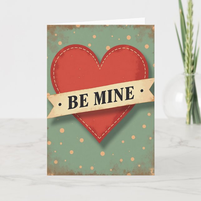 Vintage Valentine Be Mine Heart Card (Front)