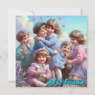 Vintage Valentine  ~ BEST FRIEND ~ Children ~ Holiday Card