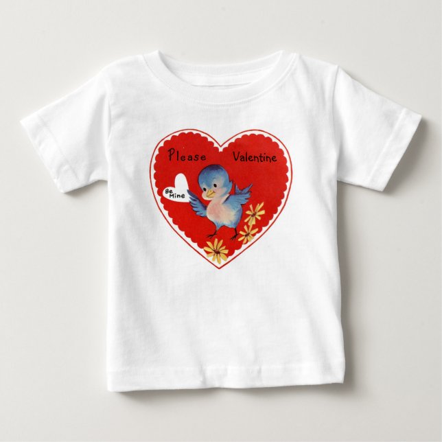 Vintage Valentine Bird Baby T-Shirt (Front)