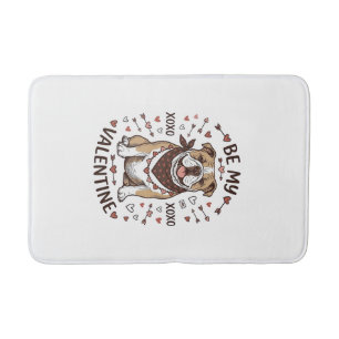 Vintage Valentine Bulldog XOXO Shirt Design_1 Bath Mat