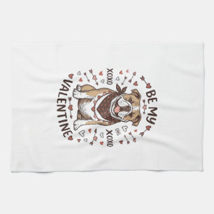 Vintage Valentine Bulldog XOXO Shirt Design_1 Kitchen Towel