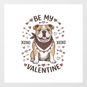 Vintage Valentine Bulldog XOXO Shirt Design_1 Window Cling