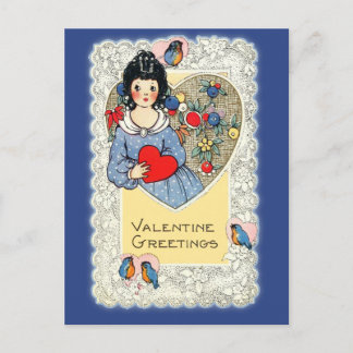 Vintage Valentine Card with Bluebirds