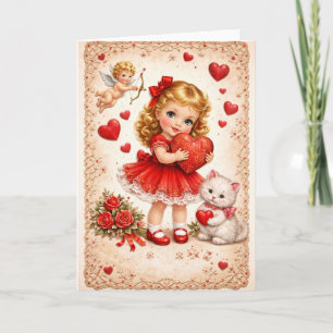 Vintage Valentine Card with Cupid