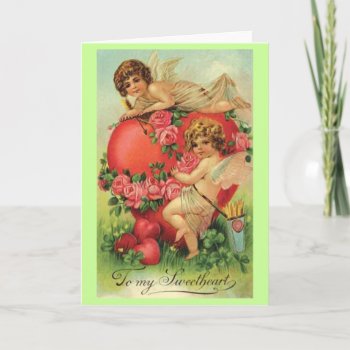 Vintage Valentine Card With Cupids by ebhaynes at Zazzle