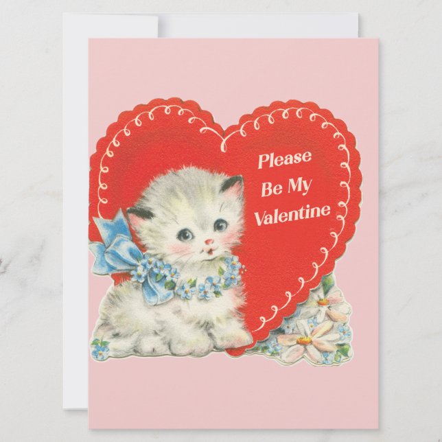 Vintage Valentine Cat holiday card (Front)