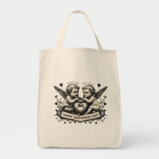 Vintage Valentine Cherub Tote Bag | Romantic Angel