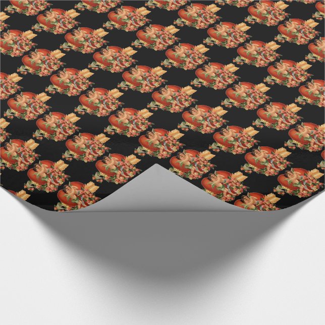 Vintage Valentine Cherubs & Hearts Wrapping Paper (Corner)