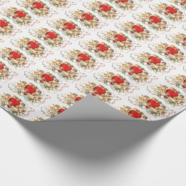 Vintage Valentine Cherubs & Hearts Wrapping Paper (Corner)