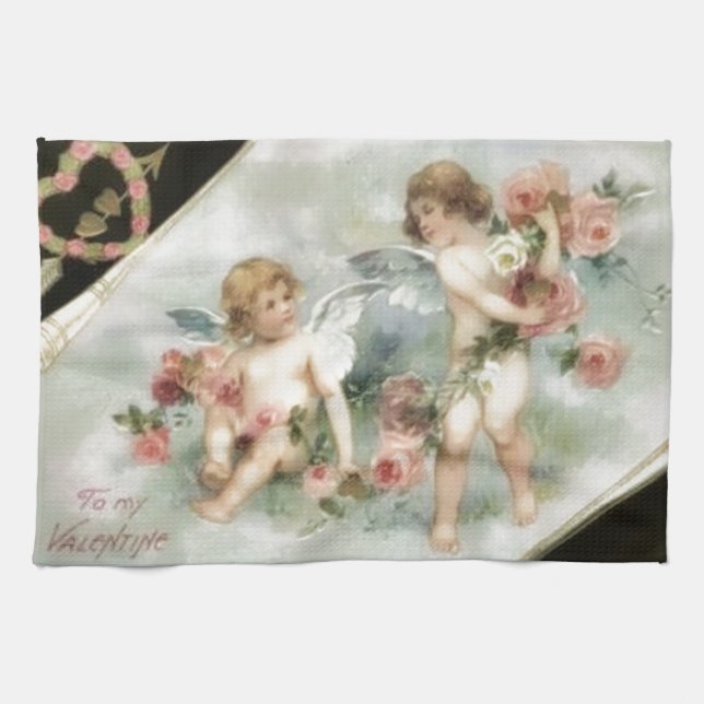 Vintage Valentine Cherubs Towel (Horizontal)