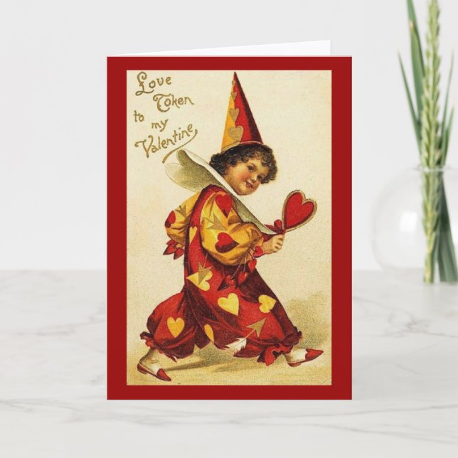 Vintage Valentine Child Clown Card (Front)