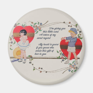 Vintage Valentine Children Cute Colorful Art Deco Magnet