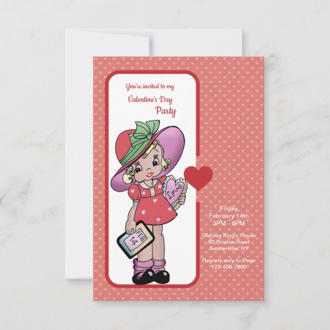 Vintage Valentine Children's Party Invitation (Front)