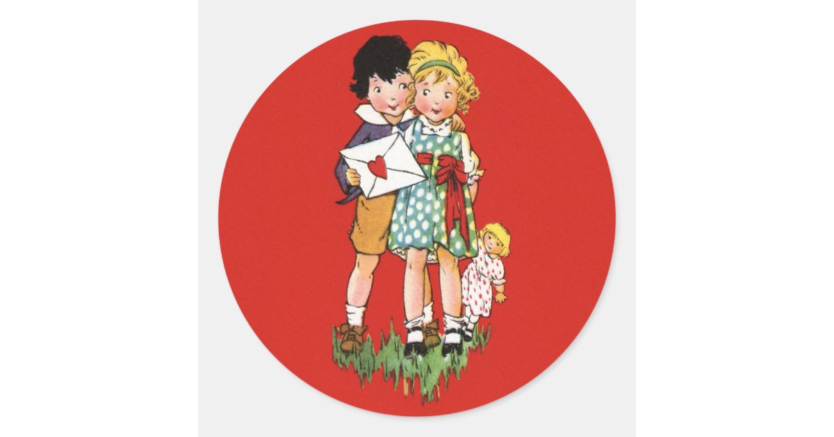 Vintage Valentine Classic Round Sticker | Zazzle