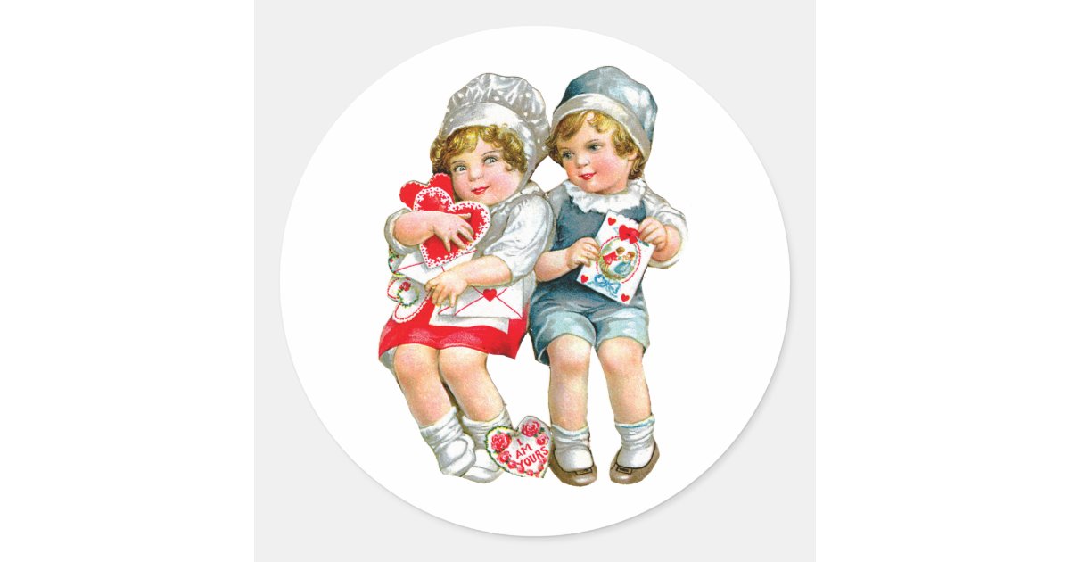 Vintage Valentine Classic Round Sticker | Zazzle
