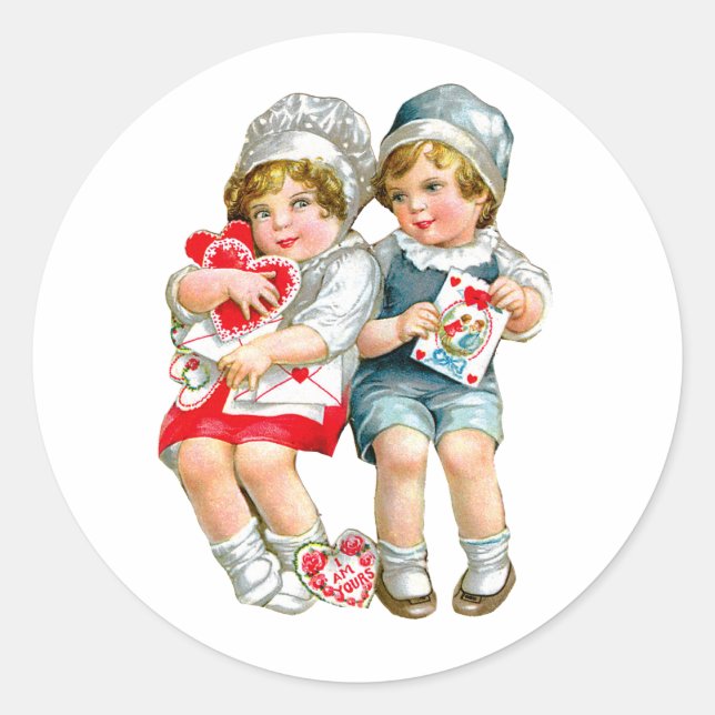 Vintage Valentine  Classic Round Sticker (Front)