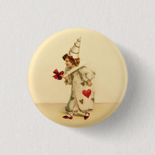 Vintage Valentine Clown Pinback Button