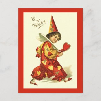 Vintage Valentine Clown Postcard by lkranieri at Zazzle