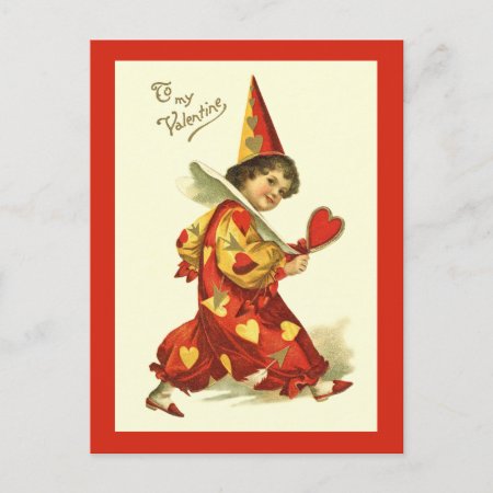 Vintage Valentine Clown Postcard