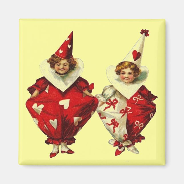 Vintage Valentine Clowns Magnet (Front)