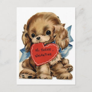 Vintage Valentine Cocker Spaniel Holiday Postcard