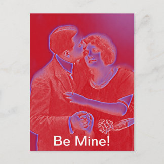 Vintage Valentine Couple in Red Holiday Postcard