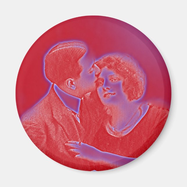 Vintage Valentine Couple in Red Magnet (Front)